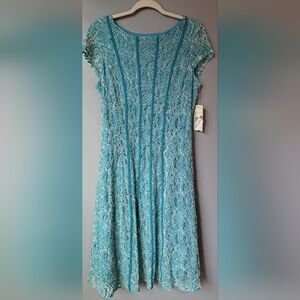 Reba Dress, NWT Size Large Turquoise with "antique look" lace